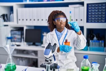 A young researcher working in a laboratory